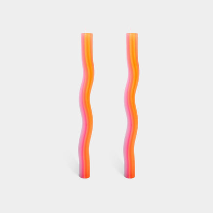 54 Celsius - Wiggle Candles - Orange (2 Pack) - 11" Vibrant Taper Candles - PMA Store at the Portland Museum of Art, Maine