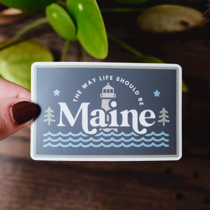 Stuck on Maine - Maine Heritage Vinyl Sticker: Lighthouse, Pine Tree - PMA Store at the Portland Museum of Art, Maine