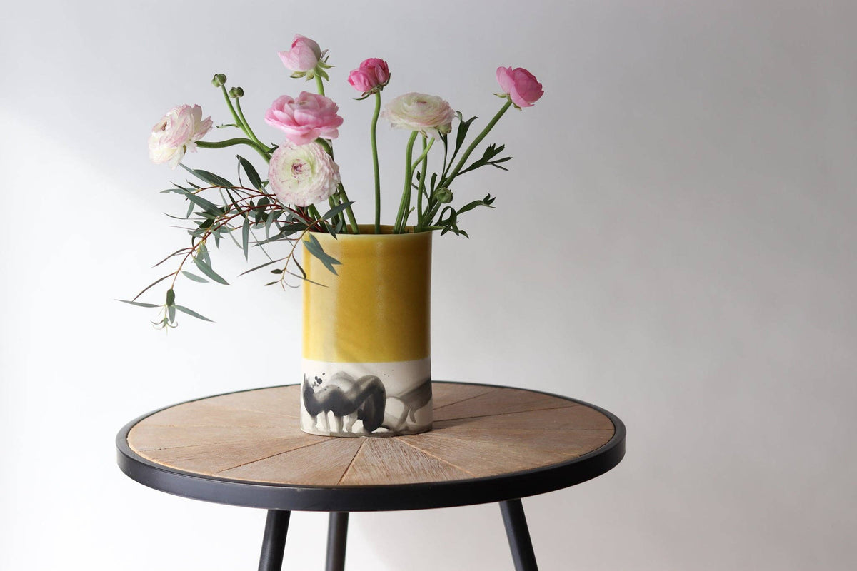 Elizabeth Benotti Ceramics - Splatter Oval Vase: Daybreak - PMA Store at the Portland Museum of Art, Maine