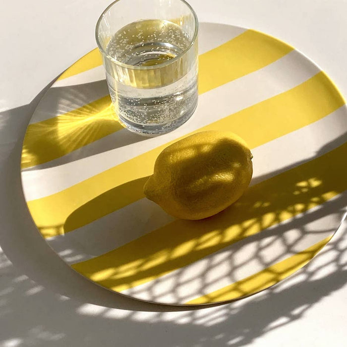 Xenia Taler - 'Cabana' Yellow Stripe Dinner Plate - Set of 4: Ship inside gift box - PMA Store at the Portland Museum of Art, Maine