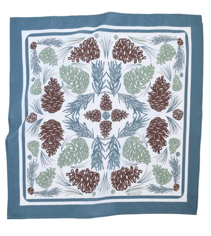 Hearth and Harrow - Pine Cone Bandana - 100% Cotton - Woodland - Soft Green - PMA Store at the Portland Museum of Art, Maine