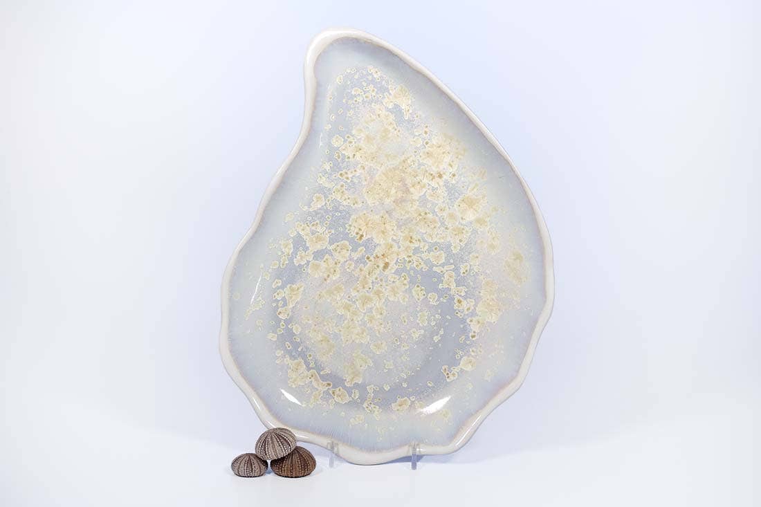 Alison Evans Ceramics - Medium Oyster Plate: Abalone & Tortoise - PMA Store at the Portland Museum of Art, Maine