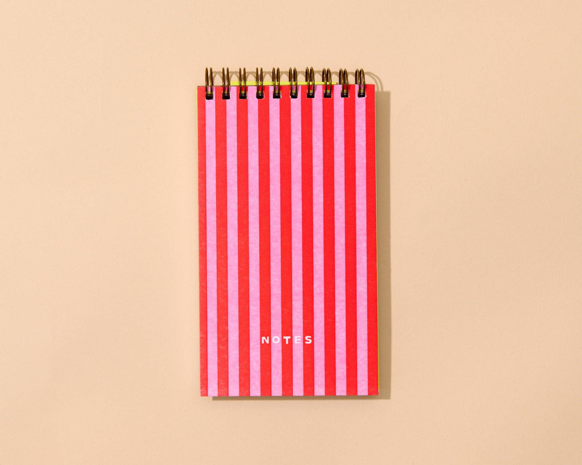 And Here We Are - Letterpress Small Spiral Notebook (Lined)—Cabana Stripe