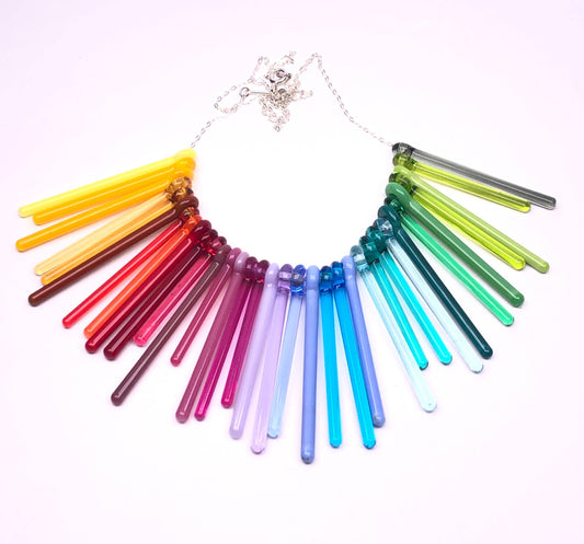 Krista Bermeo Studio - Fosforo Necklace: Corona: Artist's Choice -- Cool Palette / 18" sterling chain / White sterling silver - PMA Store at the Portland Museum of Art, Maine