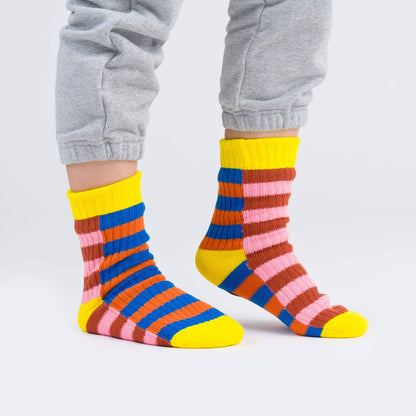 Super Stripe Knit House Socks: Poppy Lilac / L/XL - W 9.5-12.5<br>M 8-11 - PMA Store at the Portland Museum of Art, Maine