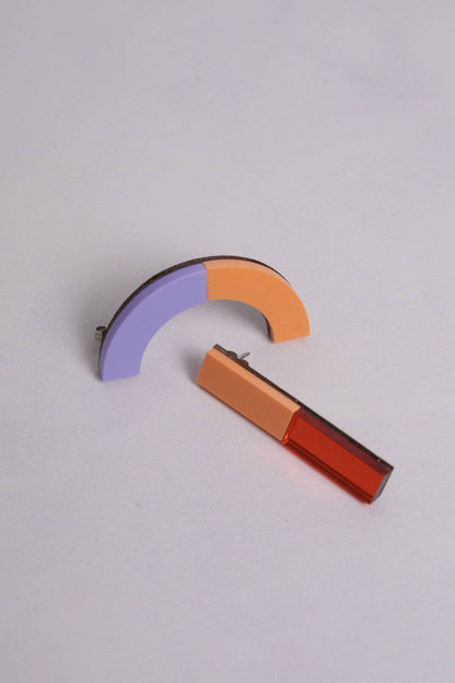 Pamela Coromoto - NEW Memphis Mini Earrings: Lilac/Salmon