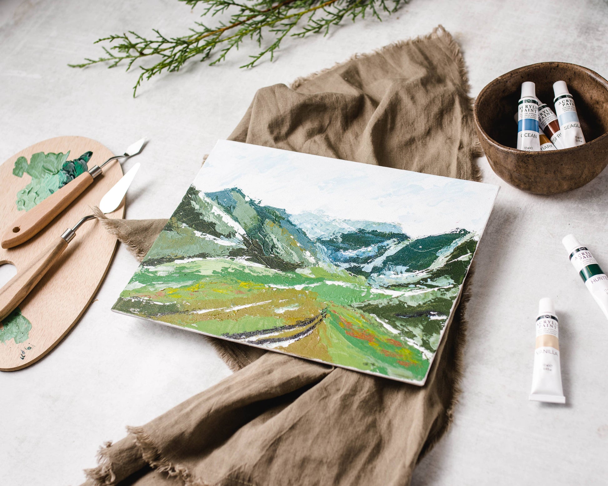 Cate Paper Co. - Mountain Valley palette knife painting kit - PMA Store at the Portland Museum of Art, Maine