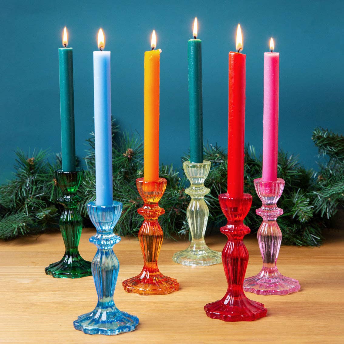 Talking Tables USA - Home, Birthday, Games & Seasonal Decor - Dark Green Glass Candle Holder | Everyday Home Decor |