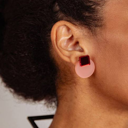 Pamela Coromoto - Glare Mini Earrings: Jade and Purple Mirror