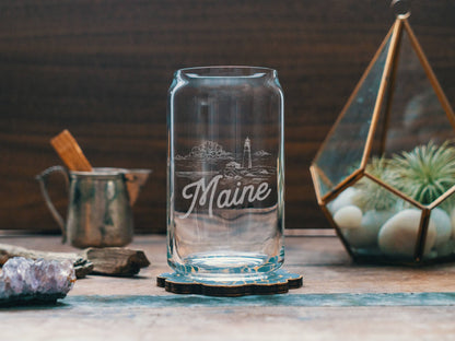 Benoit's Design Co. - Maine State Drinking Glasses: Beer Can ~16 oz - PMA Store at the Portland Museum of Art, Maine