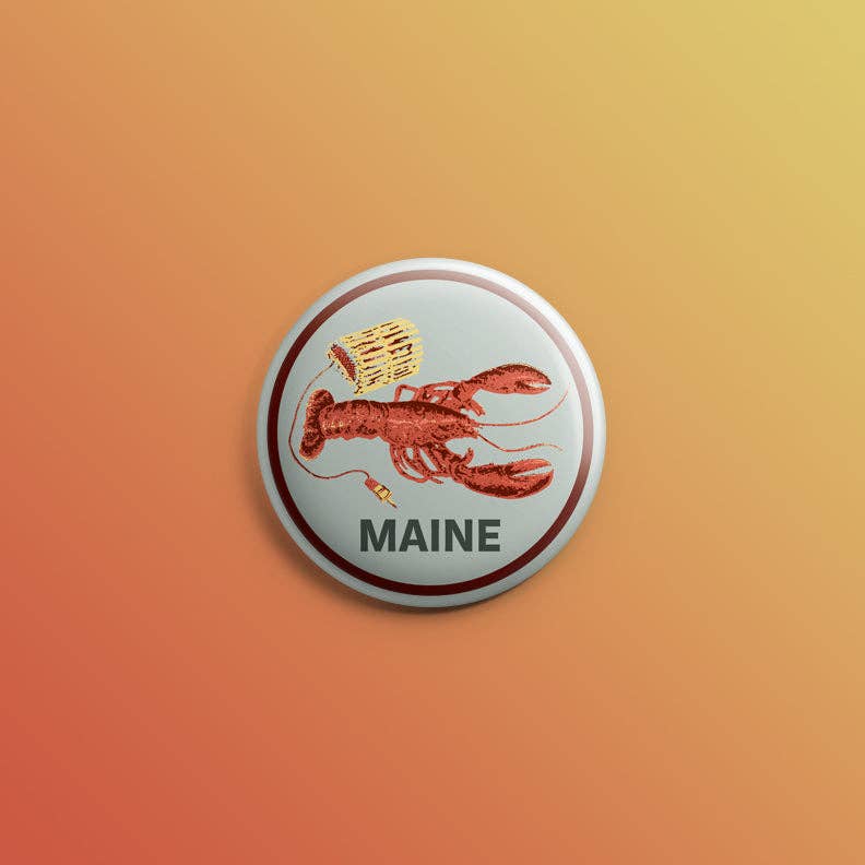 Quiet Tide Goods - Maine Lobster 1inch Pin - PMA Store at the Portland Museum of Art, Maine