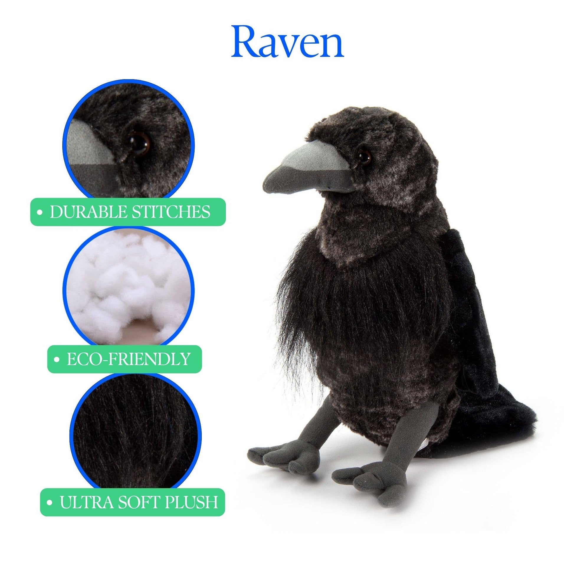 The Petting Zoo - Wild Onez Raven medium 12" - PMA Store at the Portland Museum of Art, Maine