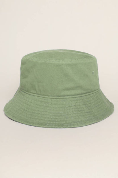 Fashion City - Solid Color Cotton Bucket Fisherman Hats: GREENTEA / S/M