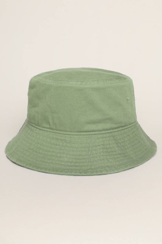 Fashion City - Solid Color Cotton Bucket Fisherman Hats: GREENTEA / S/M