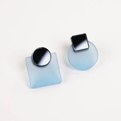 Pamela Coromoto - Glare Mini Earrings: Sky and Anthracite Mirror