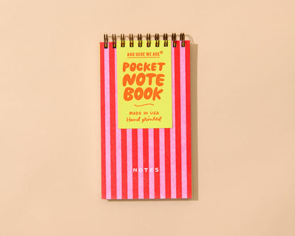 And Here We Are - Letterpress Small Spiral Notebook (Lined)—Cabana Stripe