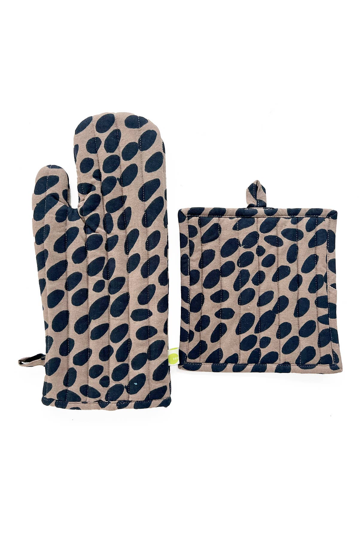See Design - Oven Mitt & Potholder Set: Globe Aqua/Green