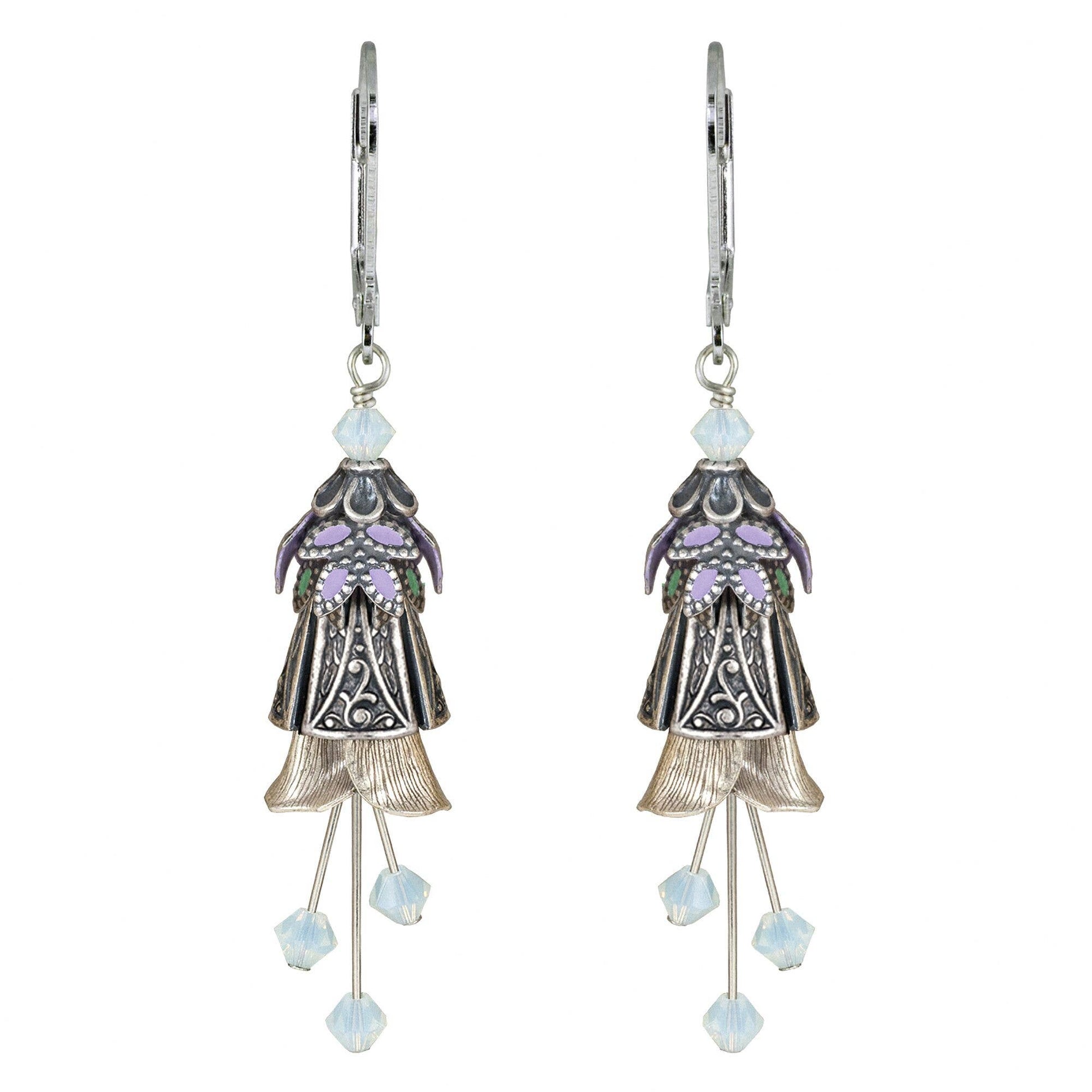 NoMonet - Flower Fairy: Painted Whimsical Celtic Earrings w Crystals: Gold/Pink/Blue - PMA Store at the Portland Museum of Art, Maine