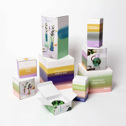 Block Design - Medium Bubble Glass Vase: Pink and Green - PMA Store at the Portland Museum of Art, Maine