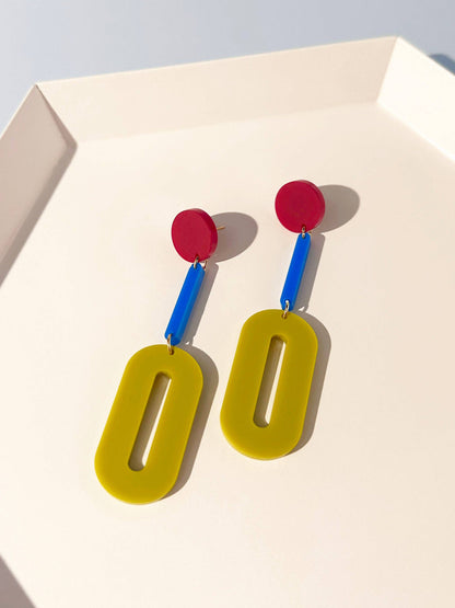 Combinist Goods - Oval Drop Earrings: Green | Blue | Yellow
