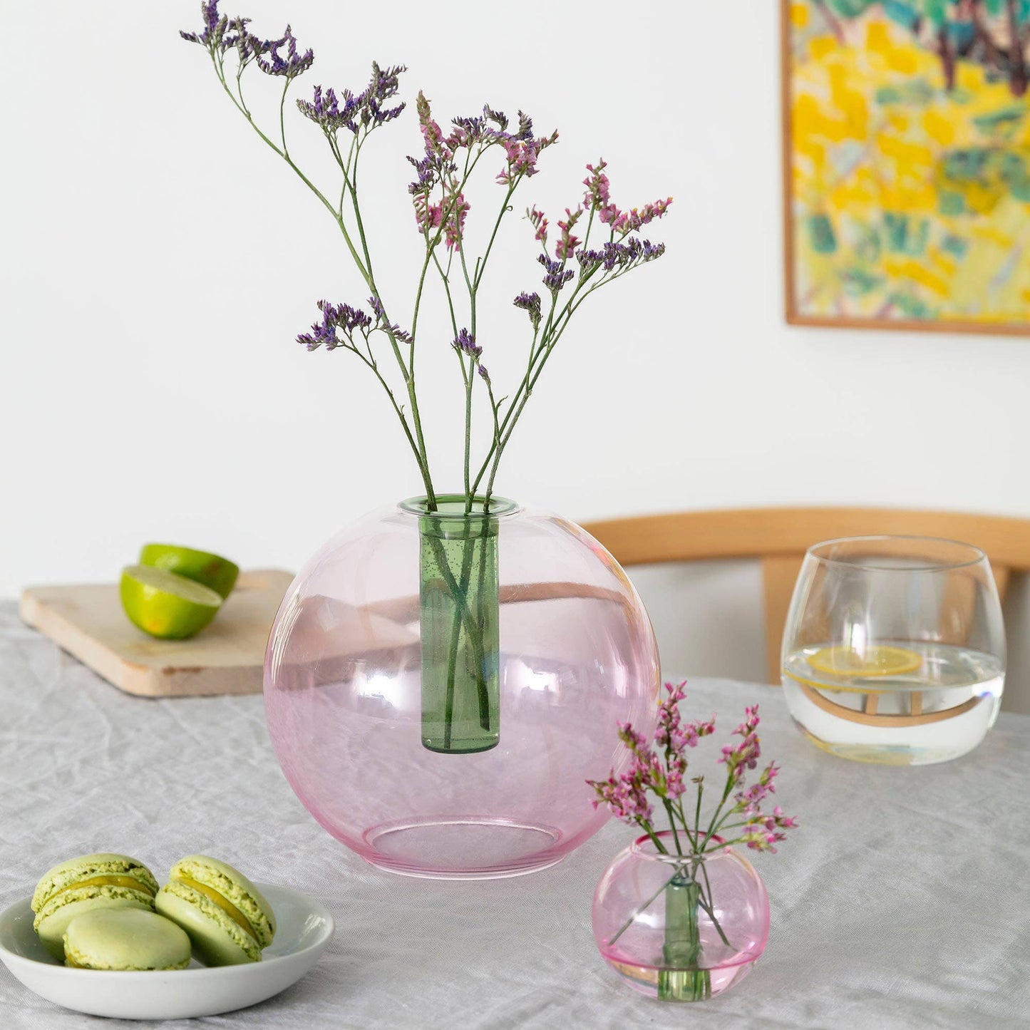 Block Design US - Mini Bubble Glass Vase: Blue and Yellow