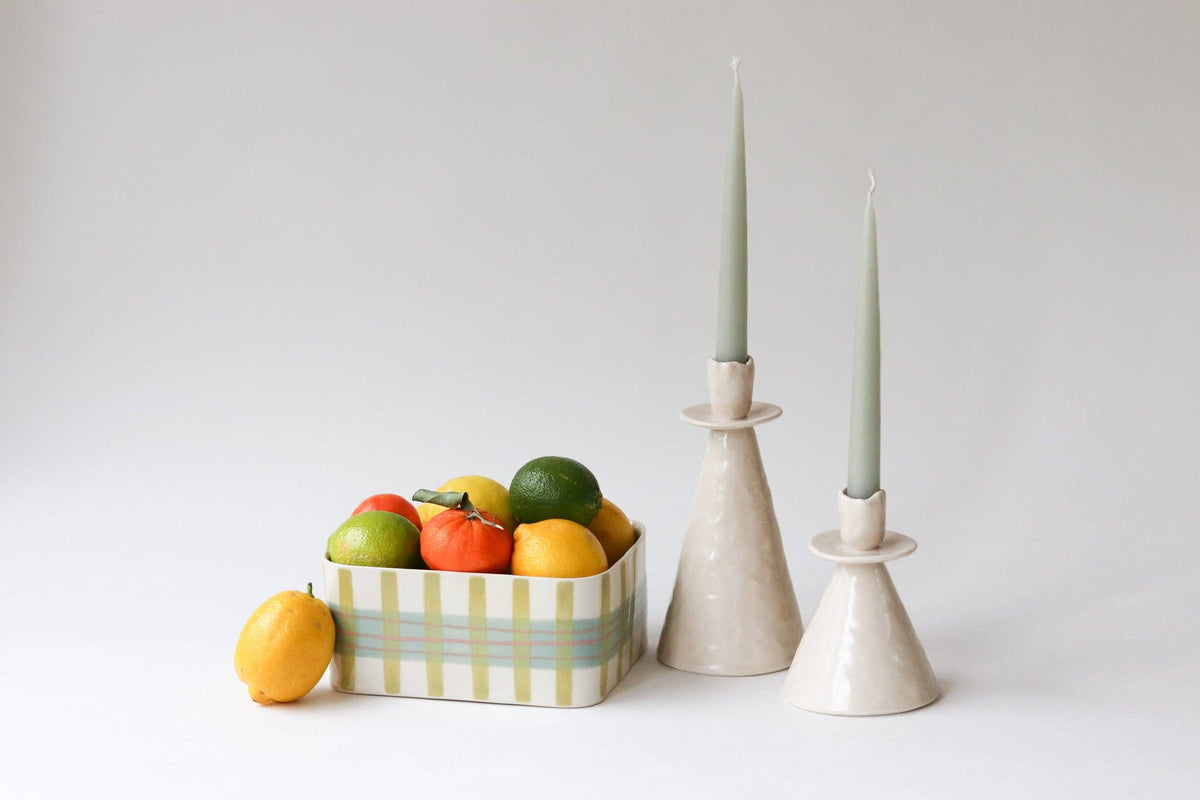 Elizabeth Benotti Ceramics - Everyday Pinched Candlestick Holder: Daybreak / Short - PMA Store at the Portland Museum of Art, Maine