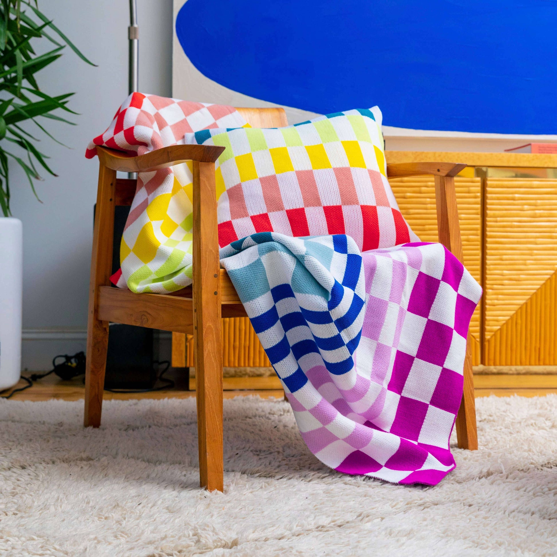 Mosaic Checkerboard Throw: Wine Red - PMA Store at the Portland Museum of Art, Maine