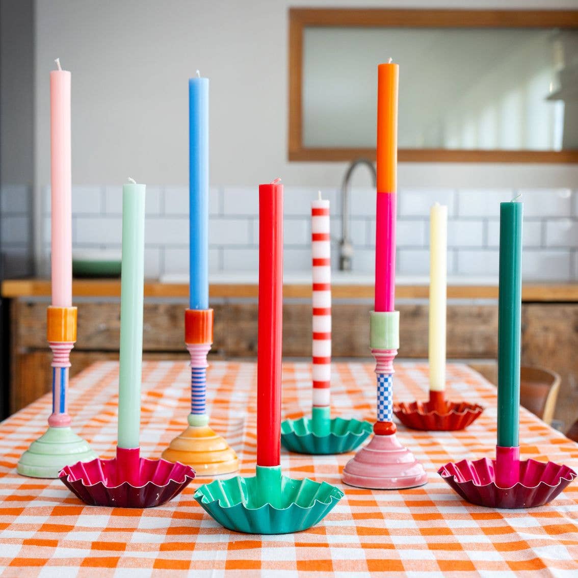Talking Tables USA - Home, Birthday, Games & Seasonal Decor - Green Straight Dinner Candles - Display | Summer Home Decor |
