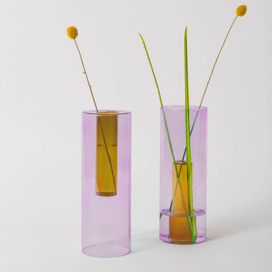 Block Design - Reversible Glass Vase - Large: Lilac/Peach - PMA Store at the Portland Museum of Art, Maine
