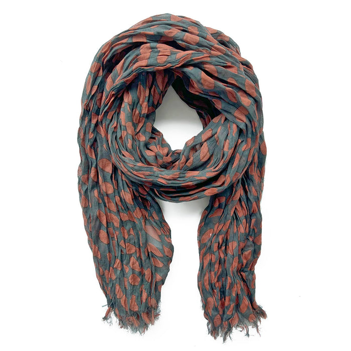 See Design - Cotton Scarf: Wall Red/Khaki