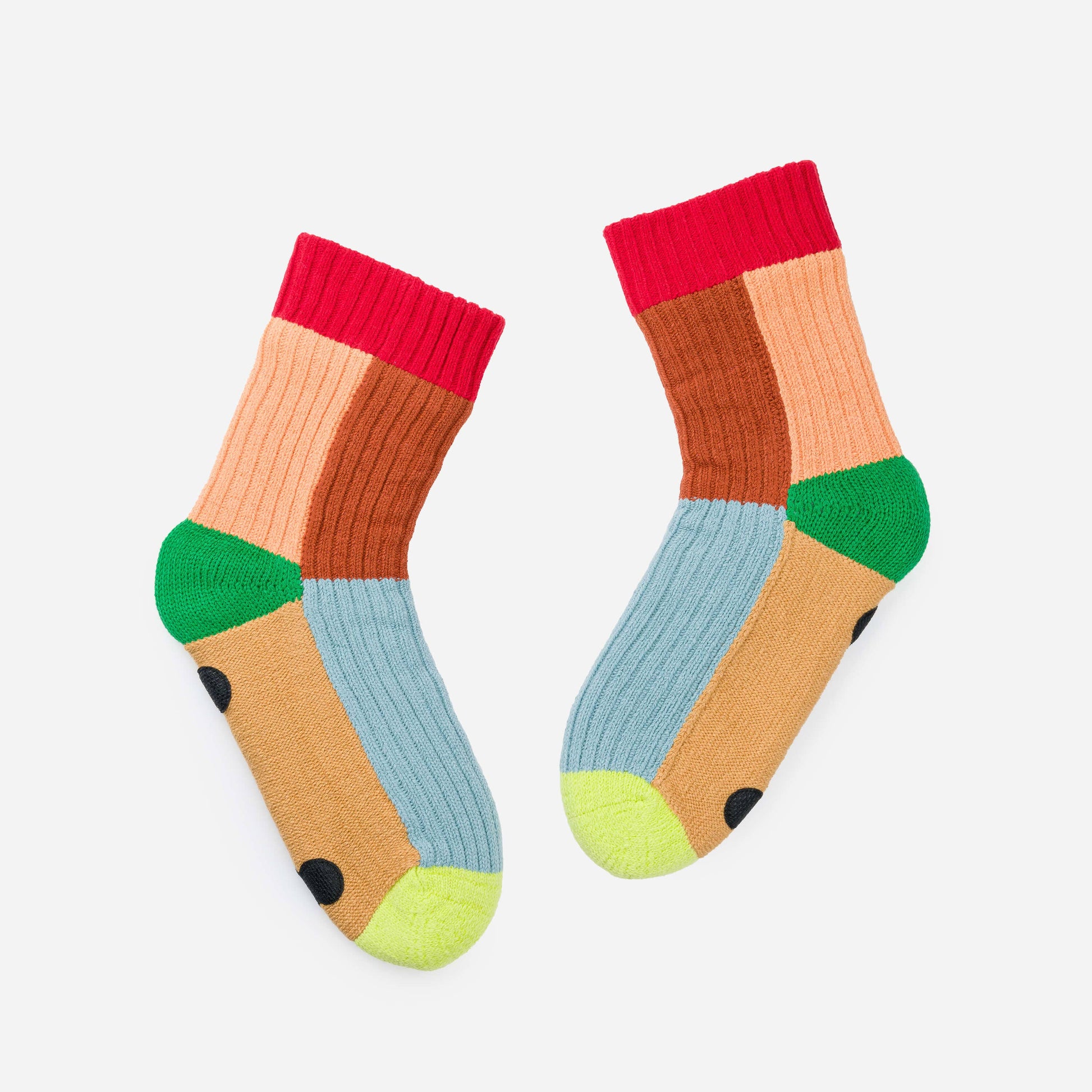 Kaleidoscope Knit House Socks: Olive Cobalt / S/M - W 6-9<br>M 5-7.5 - PMA Store at the Portland Museum of Art, Maine