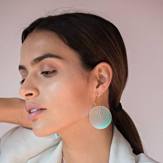 Pamela Coromoto - Circle Earrings -  Big: Clear  Gold sparkle