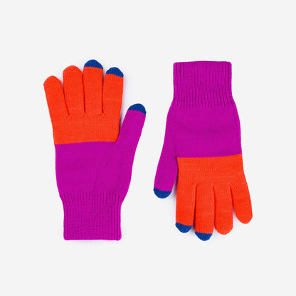 Colorblock Knit Touchscreen Gloves: Kelly Peach - PMA Store at the Portland Museum of Art, Maine