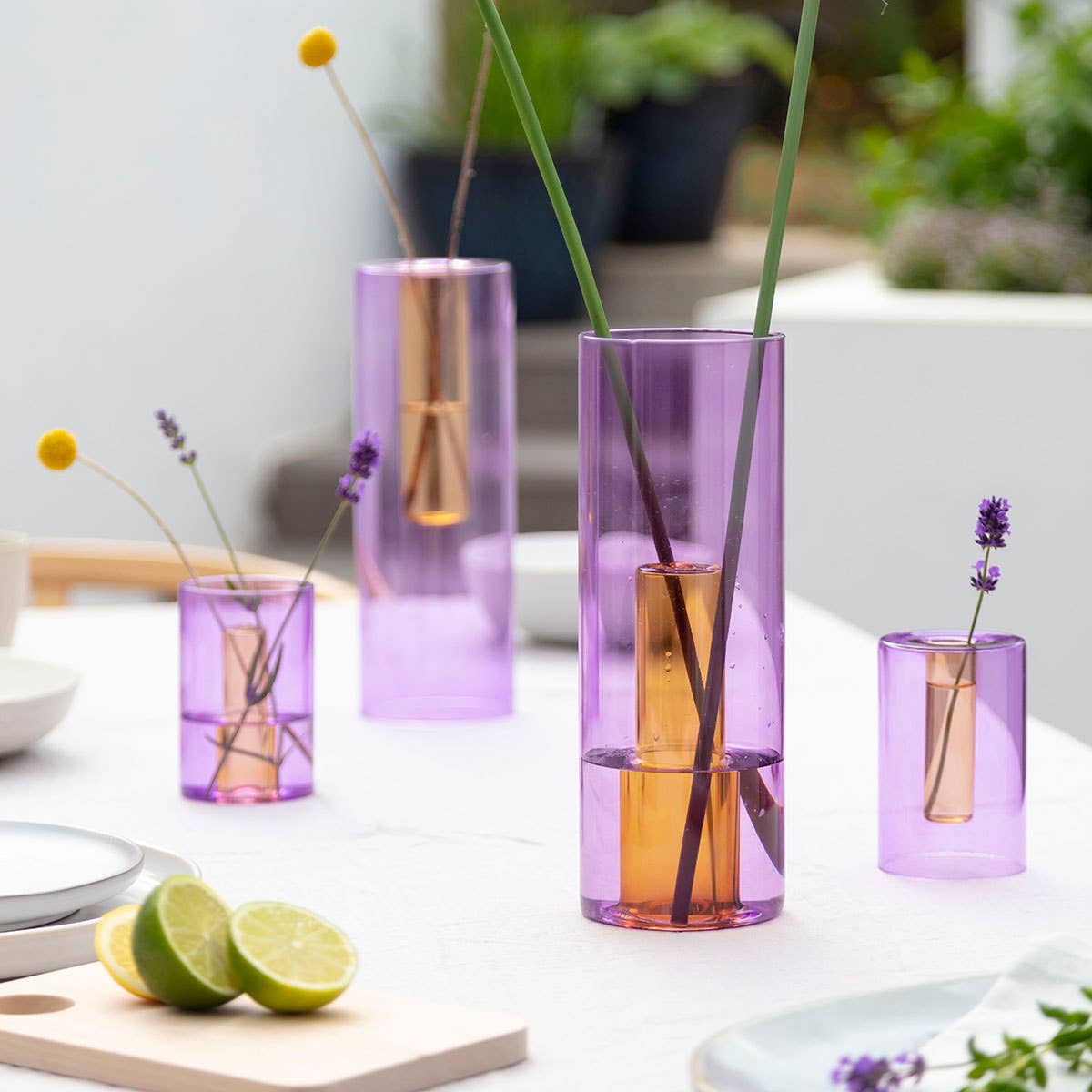 Block Design - Reversible Glass Vase - Large: Lilac/Peach - PMA Store at the Portland Museum of Art, Maine