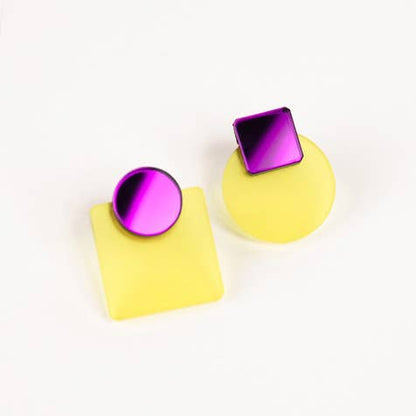 Pamela Coromoto - Glare Mini Earrings: Sky and Anthracite Mirror