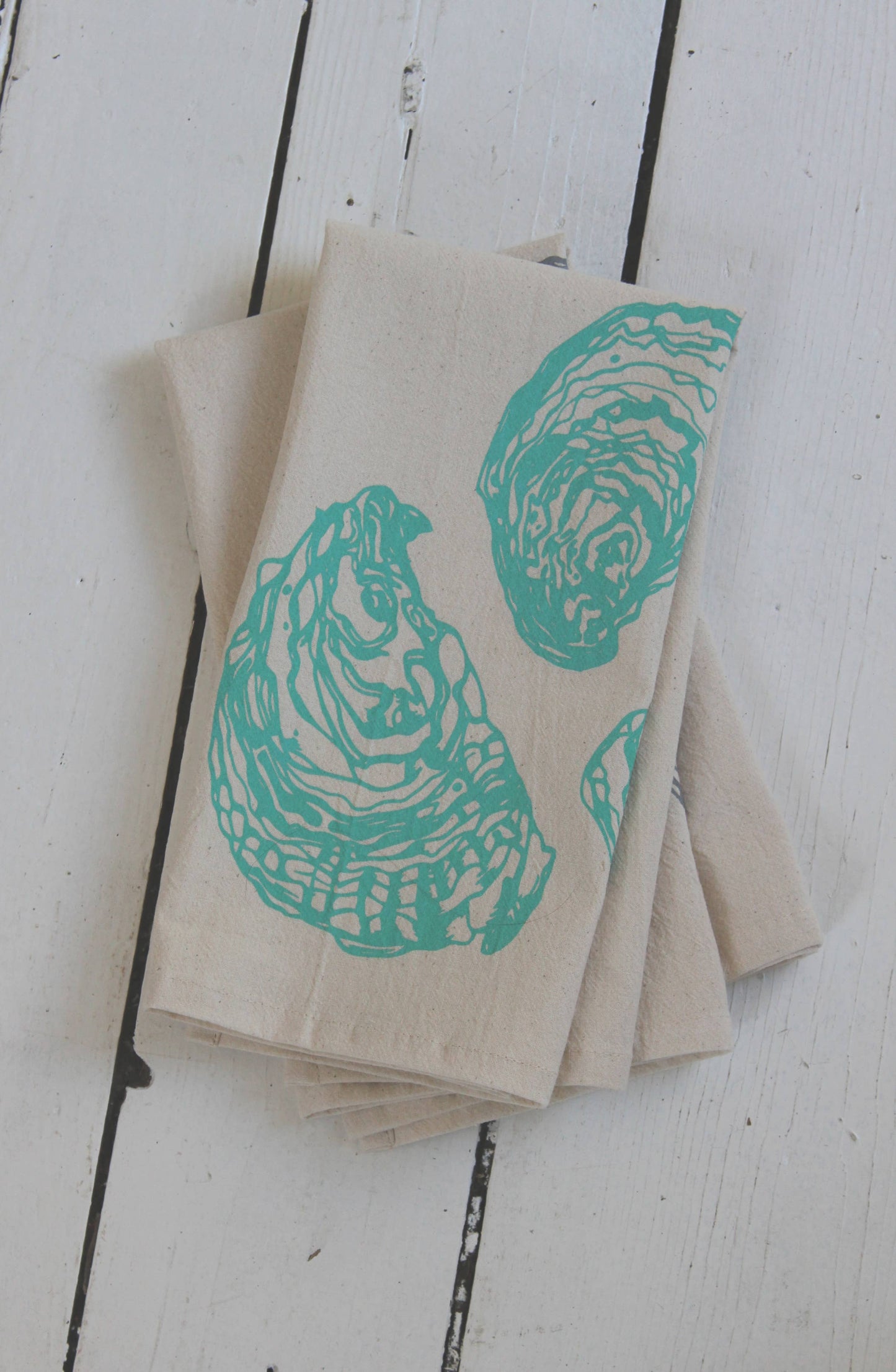 Hearth and Harrow - Set of 4 Organic Cotton Oyster Napkins - Oysters - Nautical: Grey - PMA Store at the Portland Museum of Art, Maine