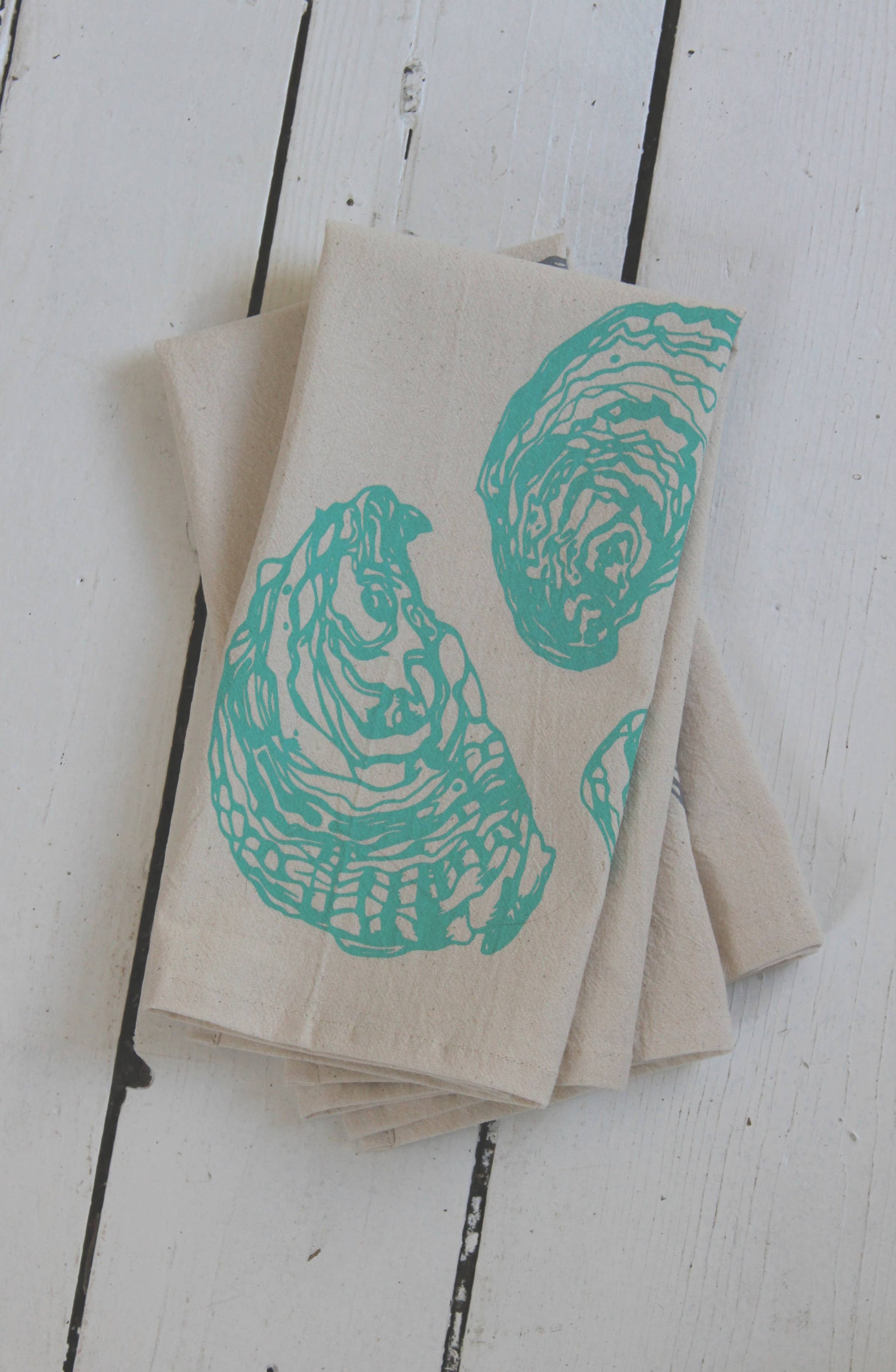 Hearth and Harrow - Set of 4 Organic Cotton Oyster Napkins - Oysters - Nautical: Grey - PMA Store at the Portland Museum of Art, Maine