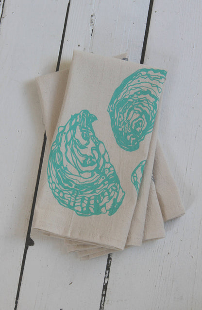 Hearth and Harrow - Set of 4 Organic Cotton Oyster Napkins - Oysters - Nautical: Grey - PMA Store at the Portland Museum of Art, Maine