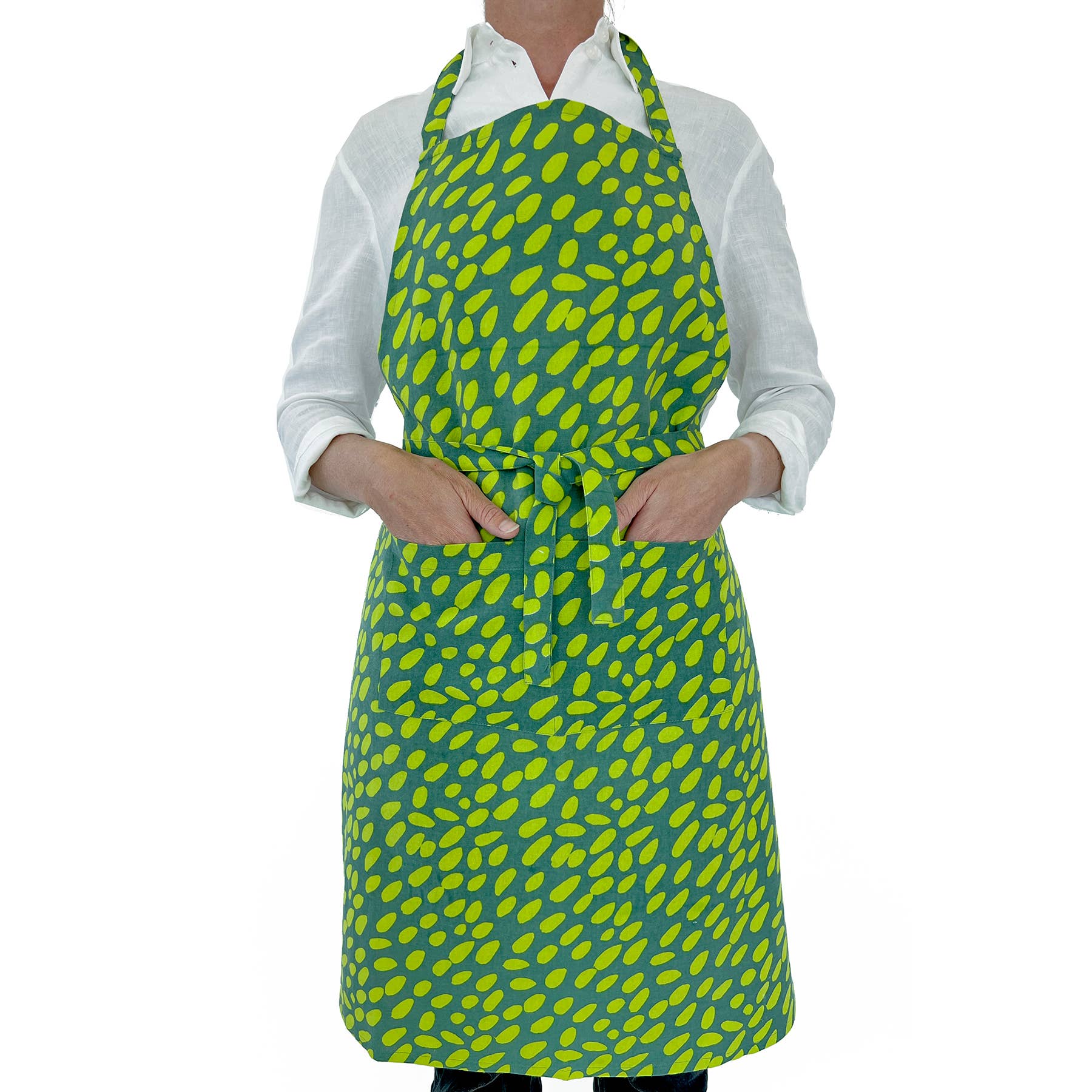 Apron: Globe Aqua/Green - PMA Store at the Portland Museum of Art, Maine
