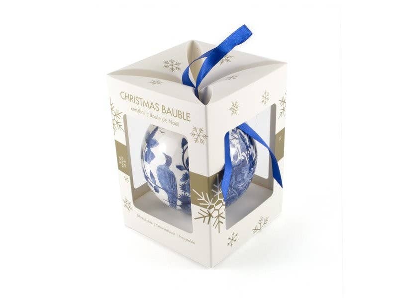 Delft Blue Birds Christmas Ball Ornament, Unbreakable - PMA Store at the Portland Museum of Art, Maine