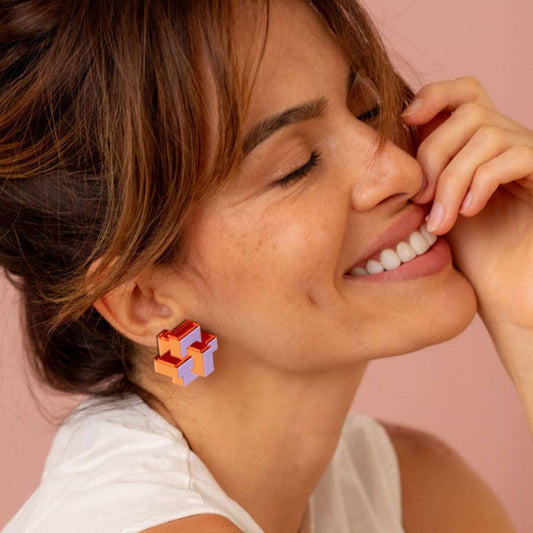 Pamela Coromoto - NEW Prisma Earrings – Bold Geometry for Modern Style: Purple Palette / Clip