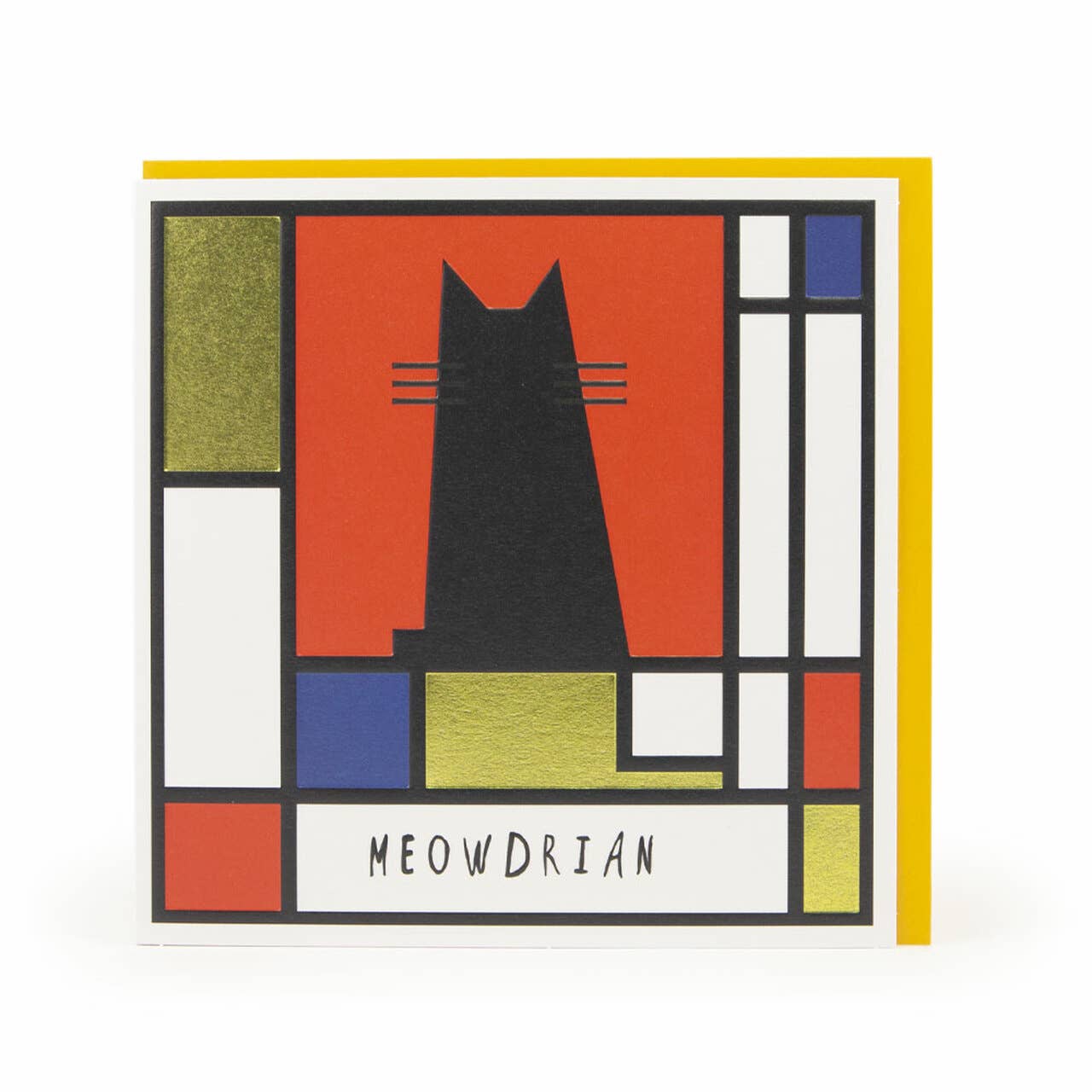 Nelson Line - Meowdrian - Piet Mondrian Cat Art Card 6x6 - PMA Store at the Portland Museum of Art, Maine