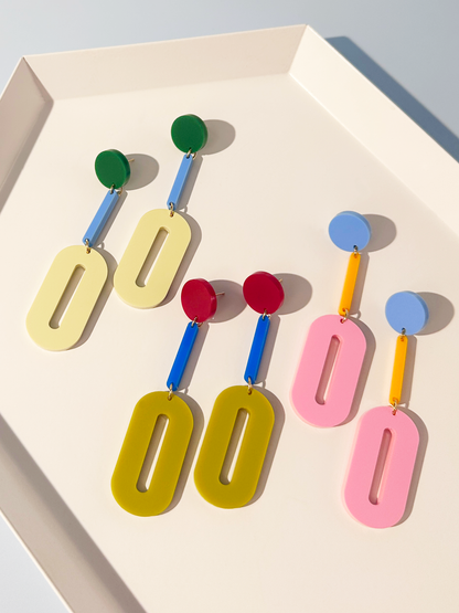 Combinist Goods - Oval Drop Earrings: Green | Blue | Yellow