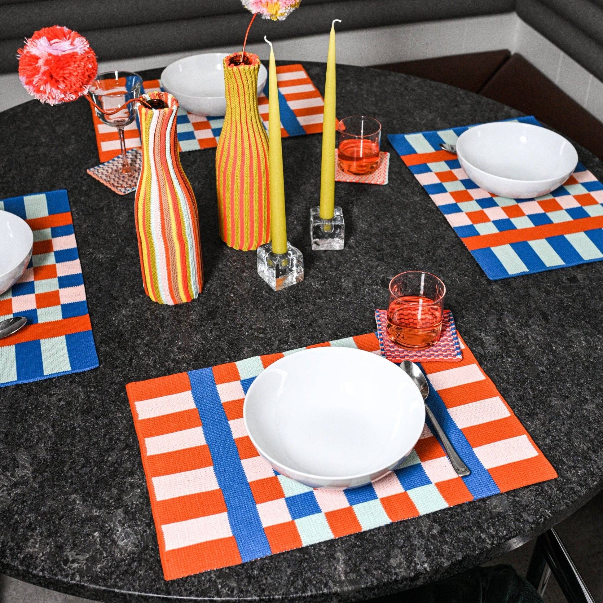 Square Square Placemat Set: Peach Lime - PMA Store at the Portland Museum of Art, Maine