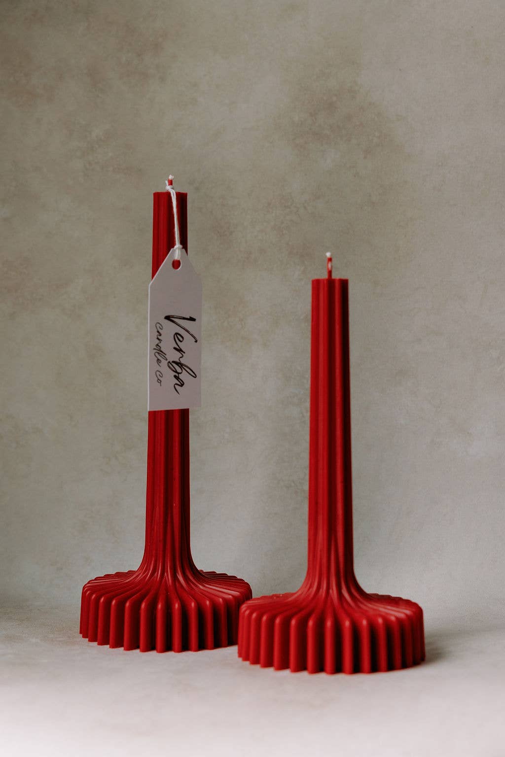 Verba Candle Co - Valentine's Red Vase taper Candle, : Red / Unscented / Large - PMA Store at the Portland Museum of Art, Maine